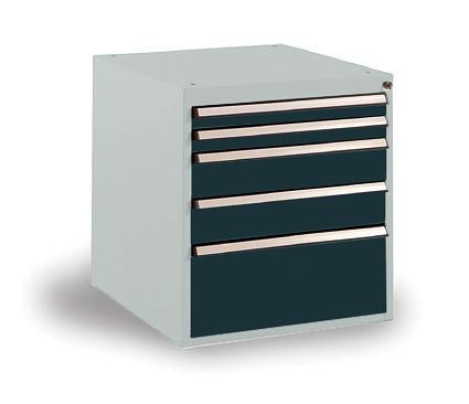 Manuflex Schubfachschrank BASETEC Stationär, Nutzhöhe 500 mm mit 5 Schubfächern, in anthrazit RAL 7016, SP1122.7016