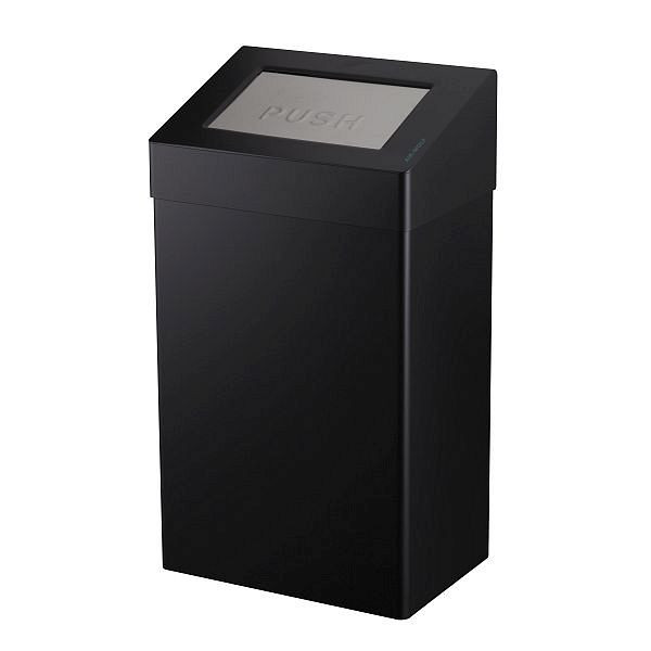 Air Wolf Abfallbehälter mit 50 Liter Volumen, Serie Omega, H x B x T: 680 x 375 x 250 mm, Edelstahl mattschwarz, 29-541