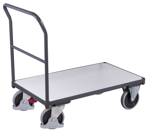 VARIOfit ESD Schiebebügelwagen, Ladefläche: 1.230 x 800 mm, RAL 7024 graphitgrau elektrisch, sw-800.141