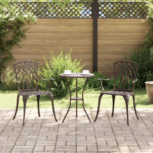vidaXL Gartenstühle 2er Set Bronze aus Gussaluminium, 42002398