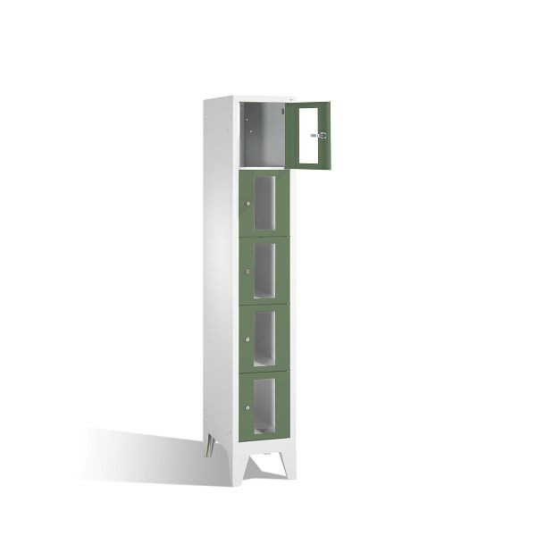 C+P Schließfachschrank Classic, H1850xB320xT500mm, Farbe: Lichtgrau / Resedagrün, 8010A105 S10004