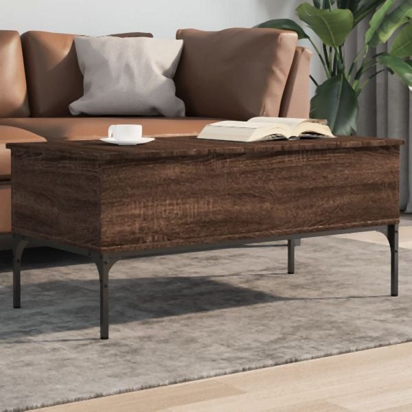 vidaXL Couchtisch Braun Eichen-Optik 100x50x45 cm Holzwerkstoff Metall, 845415