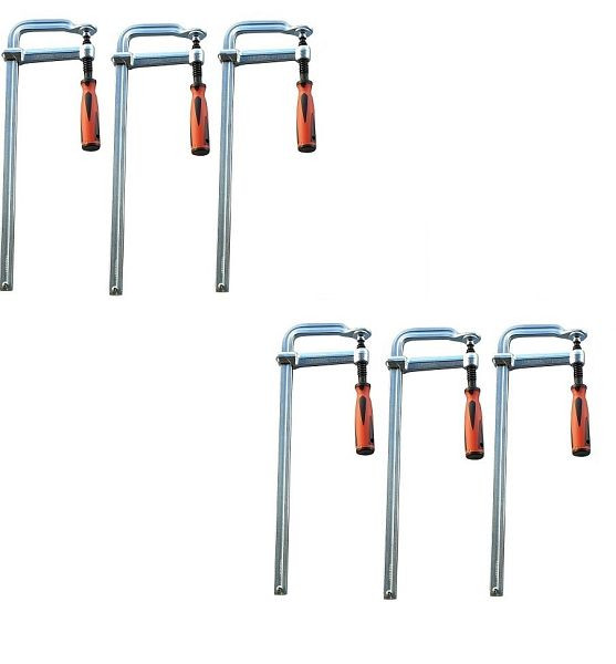 VaGo-Tools 6-teilig Schraubzwingen Ganzstahl 250/300/500 x120 mm, 260-250/300/500 je 2_kv