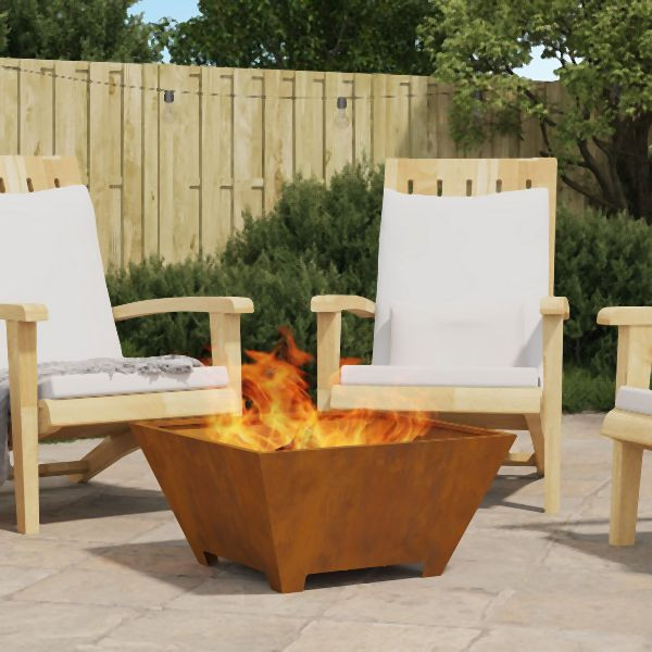 vidaXL Feuerstelle Quadrat 60x60x30 cm Wetterstahl, 858967