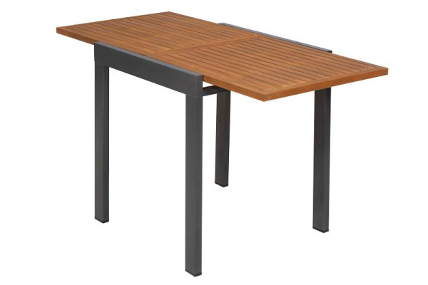 Merxx Balkonausziehtisch, 65 (130) x 65 cm, Aluminium mit FSC Akazienholz, graphit/natur, 22027-209