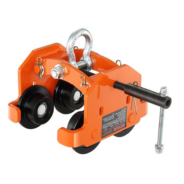 VEVOR Manueller Wagen, 4400 lbs/2 Tonnen Tragfähigkeit, mit Doppelrädern, verstellbar für I-Träger-Flanschbreite 2,8" bis 6,7", JDSSTXC2T3756SX19V0