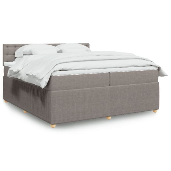 vidaXL Boxspringbett mit Matratze Taupe 200x200 cm Stoff, 3289881