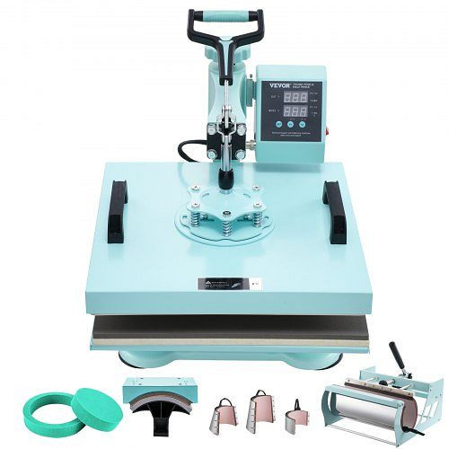 VEVOR Hitzepresse Transferpresse 38x38cm 8 in 1 Tumbler Presse T-Shirts Grün, YTS30OZ151581LKH3V2