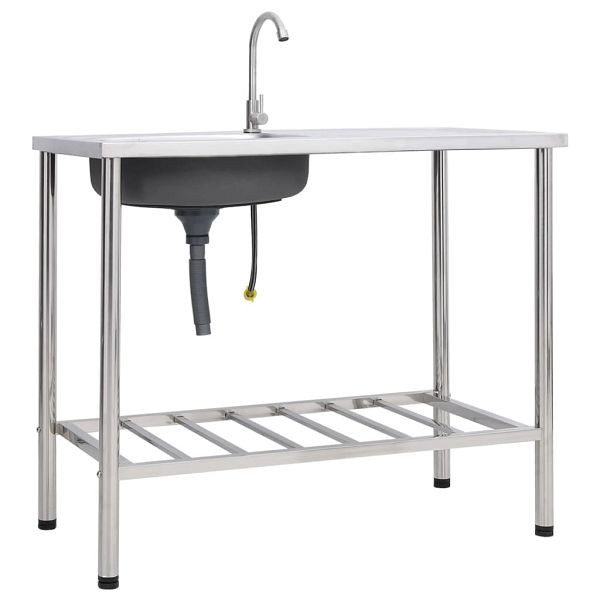 vidaXL Camping-Spüle mit Wasserhahn Edelstahl, 151214