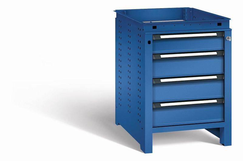 Otto Kind Werkbank Serie function Typ 107, ohne Platte, 4 Schubladen, mit Zentralverschluss, komplett RAL 5010, 072324313
