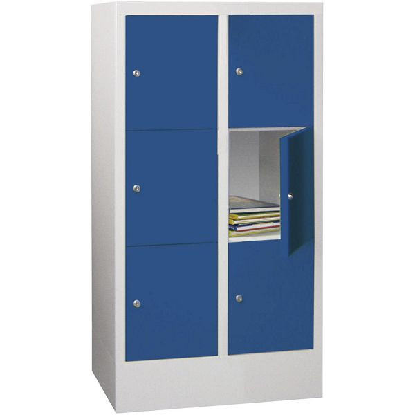 Deskin Schließfachschrank CLASSIC mit glatten Türen, Korpus lichtgrau, Türen enzianblau, H 1187 x B 600 x T 500 mm, 264062