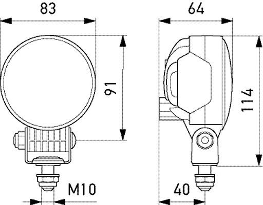 HELLA LED-Arbeitsscheinwerfer, Modul 70 S, 12/24V, 1000lmt/Anbau, schwenkbarer Montagebügel/hängend/stehend, Nahfeldausleuchtung, 1G0 996 776-001