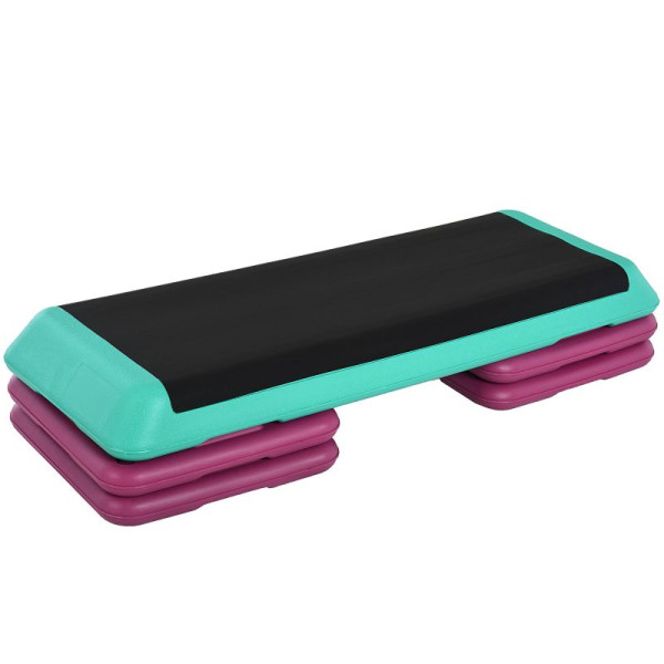 HOMCOM Steppbrett höhenverstellbar Fitness Stepper 3 Stufen (10/15/20 cm) Rutschfest Stepbench für Zuhause, A90-210