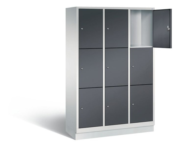 C+P Schließfachschrank Evolo, H1800xB1200xT500mm, Farbe: Lichtgrau / Schwarzgrau, 48020-323 S10140
