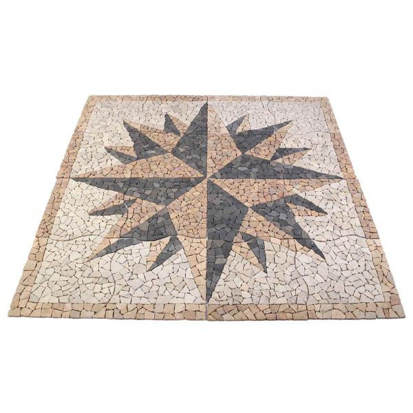 vidaXL Mosaikfliesen Windmuster Mehrfarbig 120 x 120 cm Marmor, 42033518