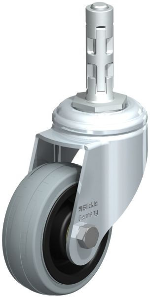 Blickle LKRA-VPA 80K-11-E11 Apparate-Lenkrolle mit Expander, Vollgummi, Grau, 367201