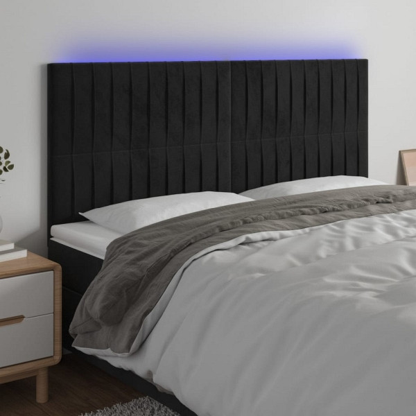 vidaXL LED Kopfteil Schwarz 180x5x118/128 cm Samt, 3122724