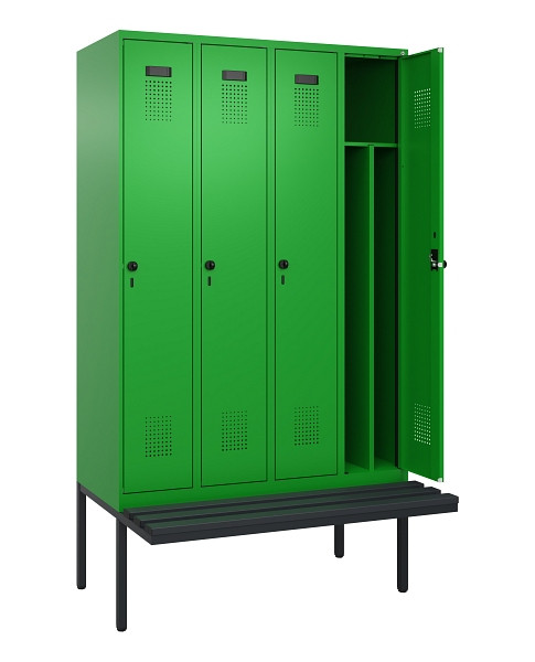 C+P Spind Evolo PLUS, 4 Abteile, 2120x1200x815mm, 6037/6037, Haken 4, Drehriegel, Material Sitzfläche Kunststoff, 0490407-40F S10080