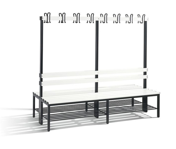 C+P Garderobenbank 2-seitig, H1650xB1960xT750 mm, Reinweiß, 8052-210 S10045