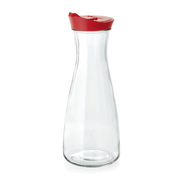 WAS Karaffe mit Deckel, 1,0 Liter, rot, Glas, 1781101, 4044925088589