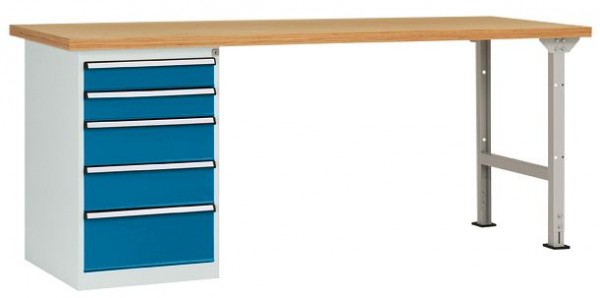 Manuflex Werkbanksystem COMBI Modell 3 mit Multiplexplatte, BxTxH = 1500 x 700 x 840 mm, lichtgrau/brillantblau, WC5100.0002