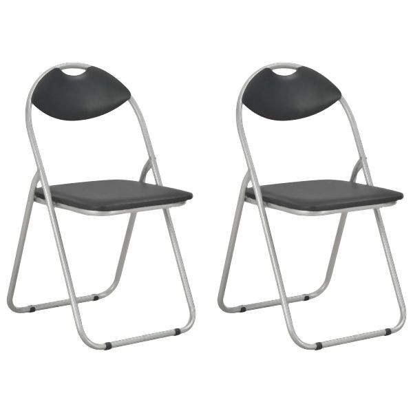vidaXL Klappbare Esszimmerstühle 2 Stück Schwarz Kunstleder, 284407