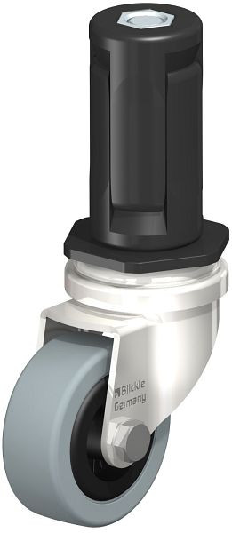 Blickle LRXA-VPA 50G-EXR04 Edelstahl-Apparate-Lenkrolle mit Expander, Vollgummi, Grau, 856419