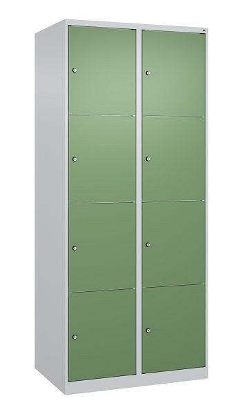 C+P Schließfachschrank Classic PLUS, 2 Abteile mit je 4 Fächern, 1850x800x500mm, 7035/6011, 080000-224 S10006