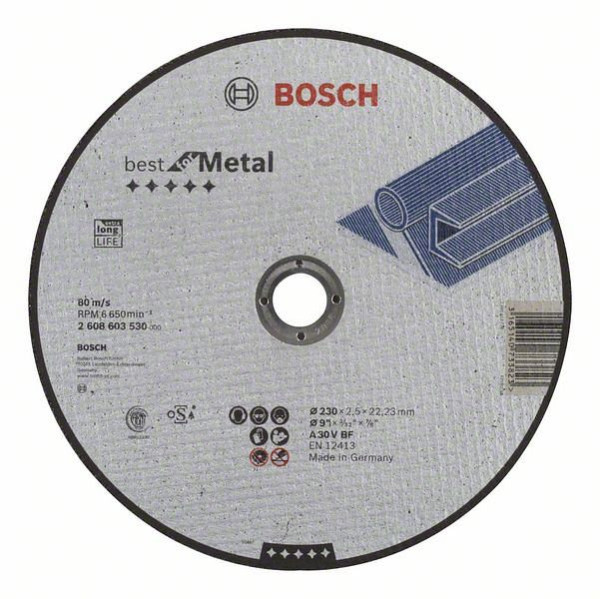 Bosch Trennscheibe gerade Best for Metal A 30 V BF, 230 mm, 2,5 mm, VE: 25 Stück, 2608603530