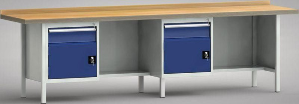 KLW Standard-Werkbank - 3000 x 700 x 840 mm L x T x H, je Arbeitsplatz links 150EA/Türe 350 mm, WS382N-3000M40-E1681