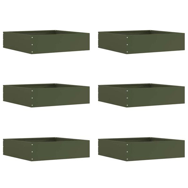 vidaXL Raseneinfassung 6 pcs Olive Grün 50 x 50 x 13 cm Stahl, 874723