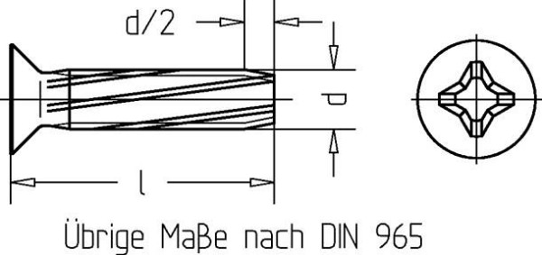 Dresselhaus Gewinde-Schneidschrauben Senkkopf D-H, M6x40, DIN 7516, VE: 250 Stück, 0611100100600040000001