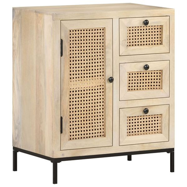 vidaXL Sideboard 60x35x70 cm Mango Massivholz und Rohrgeflecht, 323508