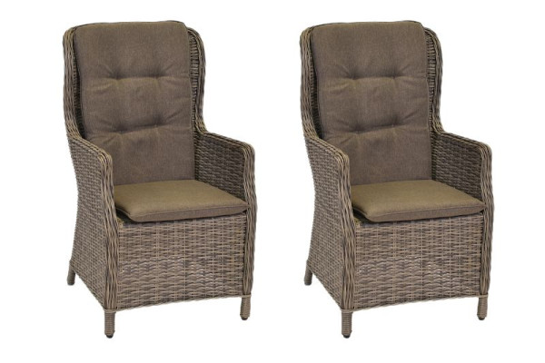 Merxx Riviera Hochlehner, 2er Set, inkl. Sitz- und Rückenkissen, naturgrau, Stahlgestell mit Kunststoffgeflecht, 50899-253