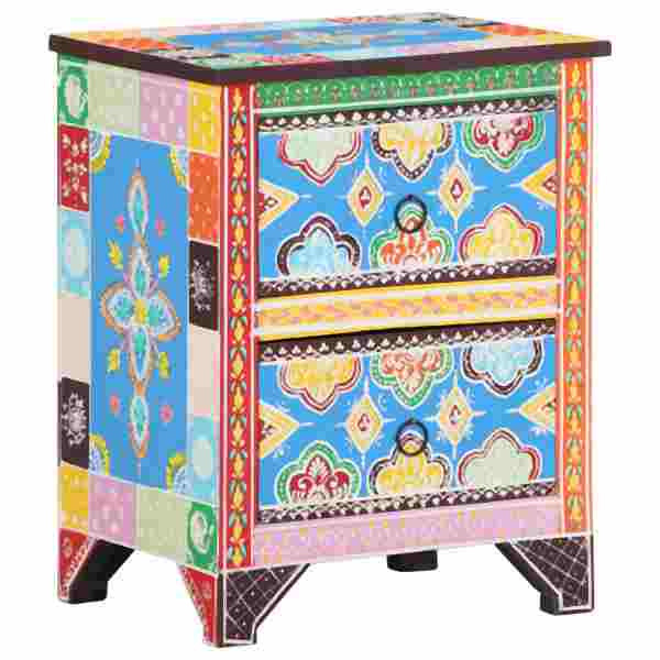vidaXL Nachttisch Handbemalt 40x30x50 cm Mango Massivholz, 321666