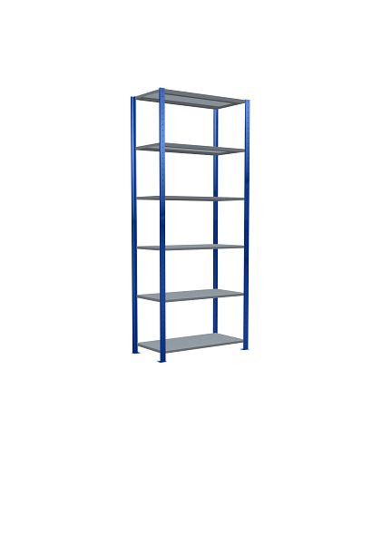 Schulte Grundregal, Steckregal MULTIplus150, 2500 x 1000 x 500 mm, 6 Fachböden, Kreuzstrebe, RAL 5010/verzinkt, 12651-B