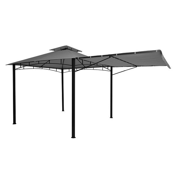 Mendler Pergola HWC-F94, Garten Pavillon, Stahl bewegliche Seitenwand 2,5x2,5m, grau, 70678