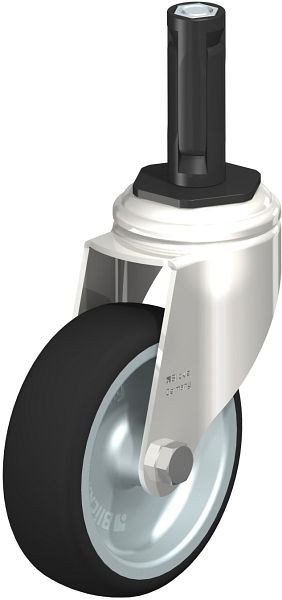 Blickle LKRXA-PATH 101G-11-EXR12 Edelstahl-Apparate-Lenkrolle mit Expander, Thermoplastisches Polyurethan, Grau, 853435