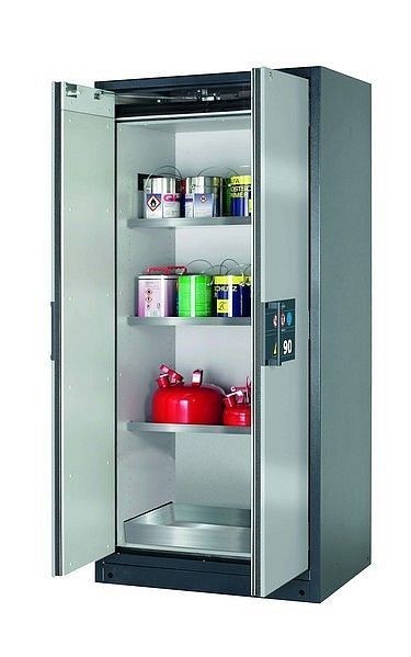 asecos Sicherheitsschrank Q-PEGASUS-90, Q90.195.090.WDAC in Silber mit 3x Fachboden (Edelstahl), 30042-049-30049