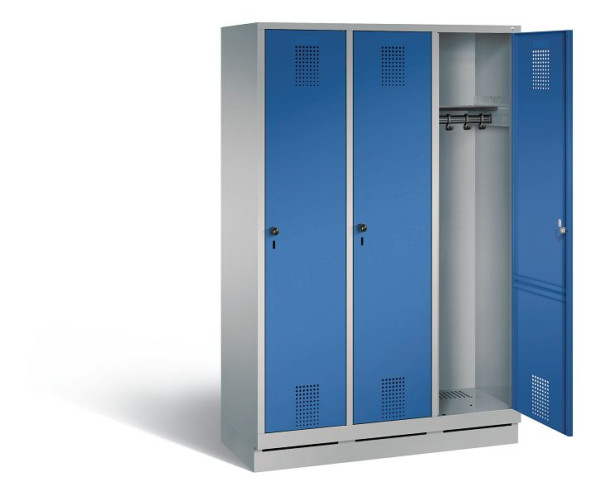 C+P Garderobenschrank Evolo, H1800xB1200xT500mm, Farbe: Weißaluminium / Enzianblau, 48020-32 S10742