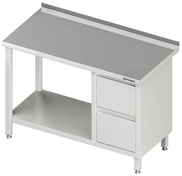 Stalgast Arbeitstisch mit Grundboden, 1000x600x850 mm, mit 2er Schubladenblock rechts, mit Aufkantung, verschweißt, VAT10606RA