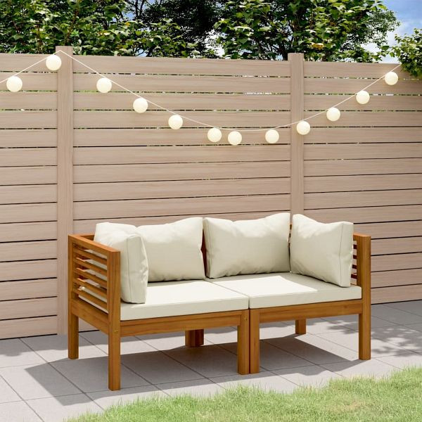 vidaXL 2-Sitzer-Gartensofa mit Creme Kissen Massivholz Akazie, 3086931