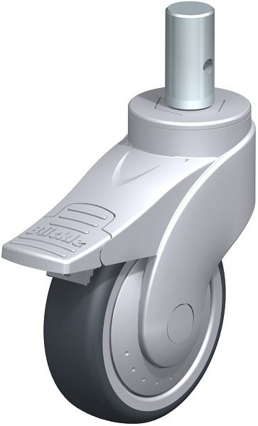 Blickle LWG-TPA 101K-FI-FK-ZA55 Kunststoff-Lenkrolle WAVE mit Zapfen & Feststeller, Thermoplastisches Gummi-Elastomer, Grau, 744794