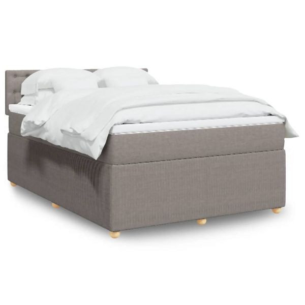 vidaXL Boxspringbett mit Matratze Taupe 140x190 cm Stoff, 3289769
