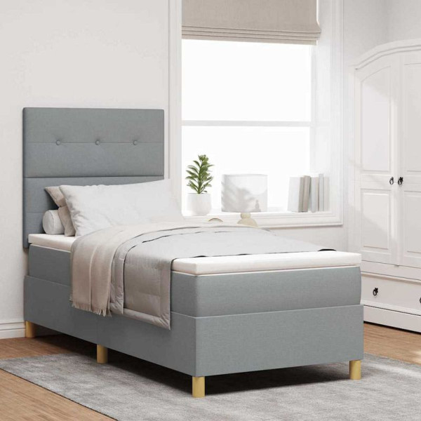 vidaXL Boxspringbett mit Matratze Hellgrau 80 x 200 cm Stoff, 3339574