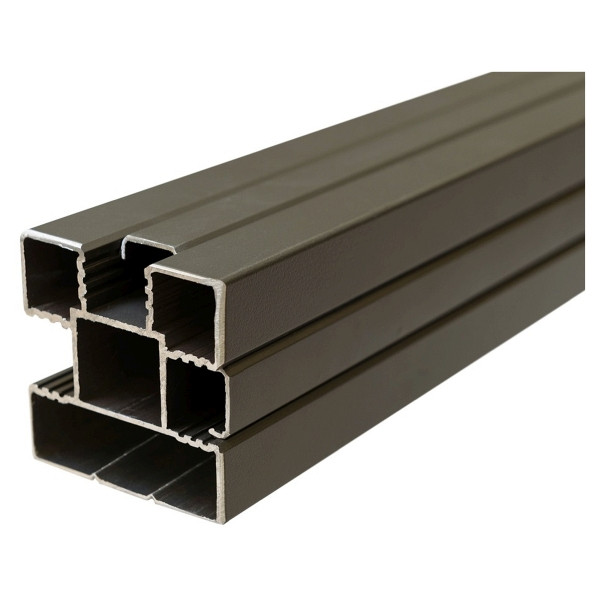 T&J ECOSTECK-Pfosten Aluminium, ANTHRAZIT, 68 x 68 x 2400 mm, inkl. Abstandhalter, Schienen + Kappen, 44683