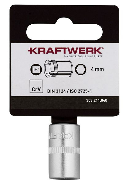 Kraftwerk BASIC LINE 1/4" Steckschlüsseleinsatz 4 mm mit Hänger, 303.211.040