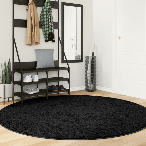 vidaXL Teppich OVIEDO Kurzflor Schwarz Ø 200 cm, 375569