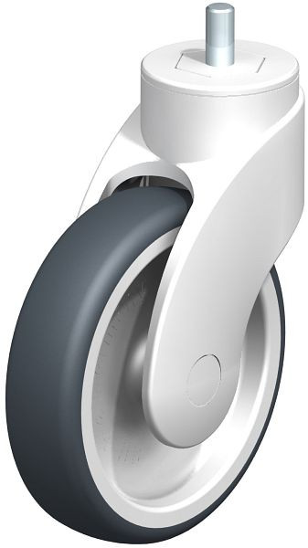 Blickle LWK-TPA 126G-GS10 Kunststoff-Lenkrolle WAVE mit Gewindestift, Thermoplastisches Gummi-Elastomer, Grau, 743701