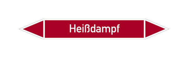 Schilder Klar Rohrleitungskennzeichen Heißdampf, 33000x90 mm Folie selbstklebend, 101496/90